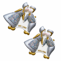 Koelkastmagneet Holland Kussend paar Goud/Wit