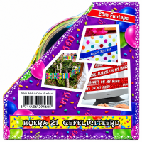 Celebration tape, 25m Funtape, Hoera 21 Gefeliciteerd 