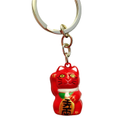 Sleutelhanger Lucky cat met belletje in 4 kleuren