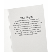 Verjaardagskaart met button 50 & Happy