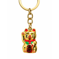 Sleutelhanger Lucky cat met belletje in 4 kleuren