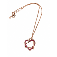 Ketting Hart met steentjes Rosekleurig in 4 kleuren 