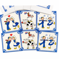 Hollands blauw, 6 dubbele kaarten in 3 motieven 