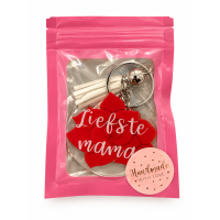 Sleutelhanger Handmade "Liefste Mama" Roos