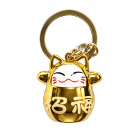 Sleutelhanger Lucky Cat met belletje in 4 kleuren 