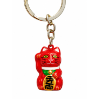 Sleutelhanger Lucky cat met belletje in 4 kleuren
