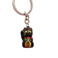 Sleutelhanger Lucky cat met belletje in 4 kleuren