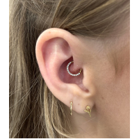 Daith Piercing Goudkleurig met steentjes 8x1.2