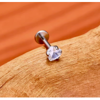 Labret Piercing Goudkleurig Hart steentje 8x1.2