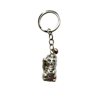 Sleutelhanger Lucky Cat zilver of goud