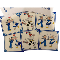Hollands blauw, 6 dubbele kaarten in 3 motieven 