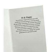 Verjaardagskaart met button 50 & Happy