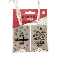 Transparante kaartjes, labels "Adventure" 12 stuks
