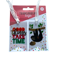 Transparante kaartjes, labels Luiaard 12 stuks