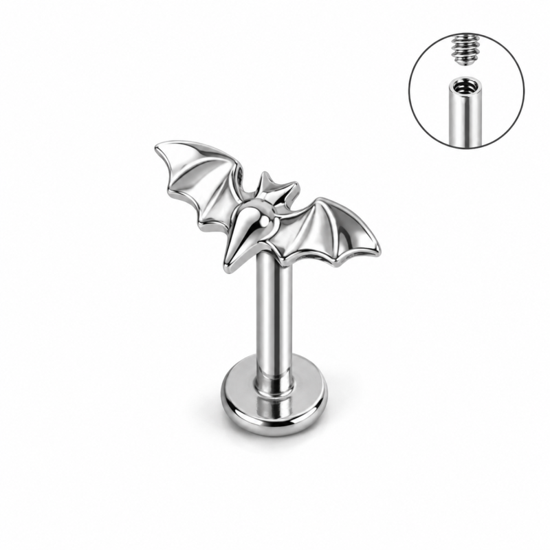 Labret Piercing Bat Zilverkleurig 8x1.2x8