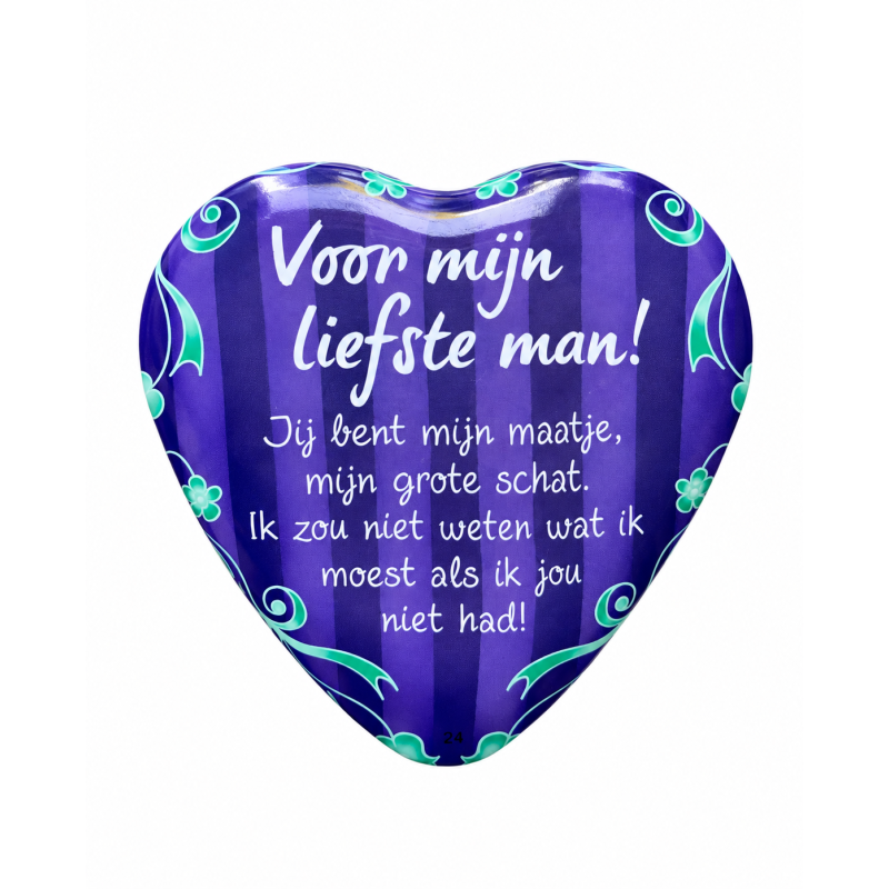 Blikje met tekst Hart, Voor mijn liefste man