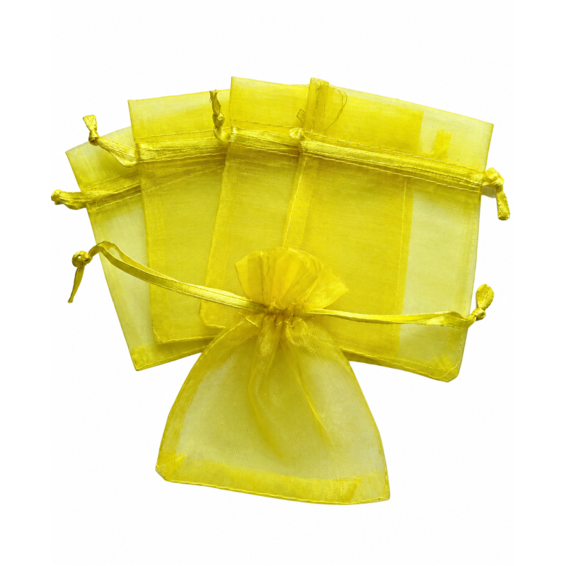 Organza zakje 7x9cm Geel