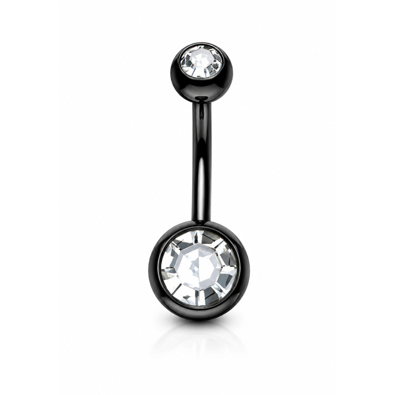 Navelpiercing Steen Transparant Zwart 1.6x6