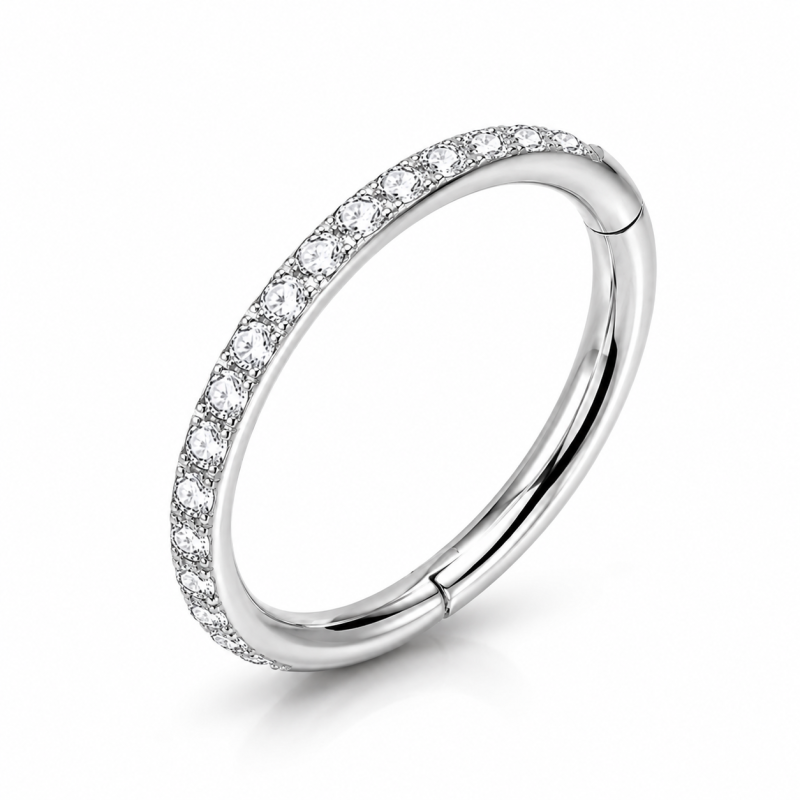 Piercing Ring met steentjes Zilverkleurig 