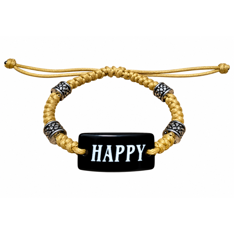 Armbandje verstelbaar "Happy" Beige