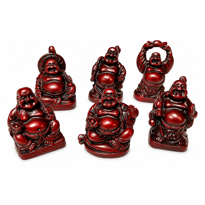 Kleine Boeddha beeldjes Rood 6 stuks