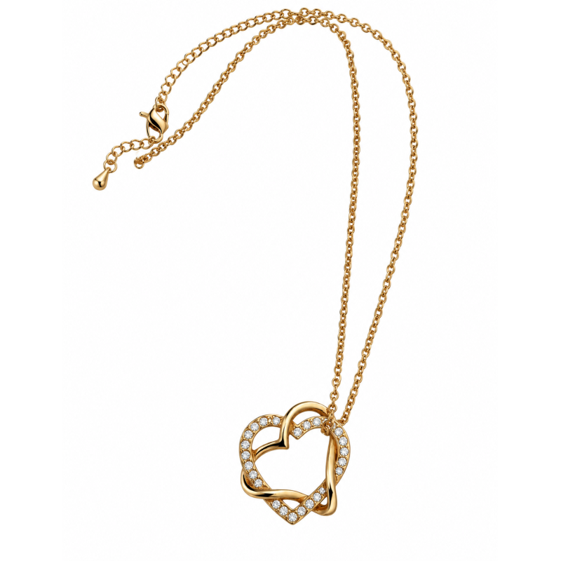 Ketting Hart met steentjes Rosekleurig in 4 kleuren 