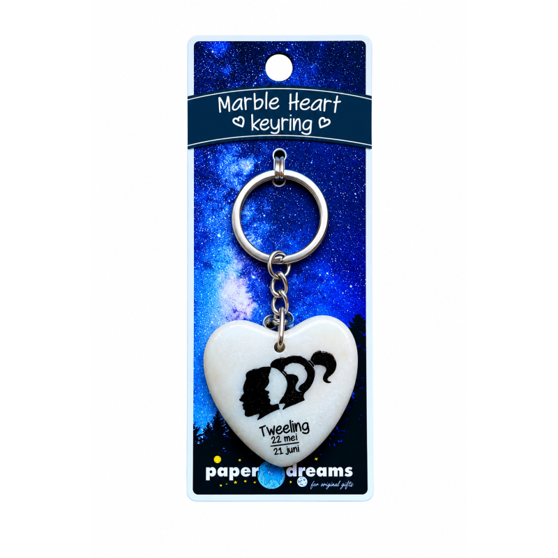 Sleutelhanger Marble heart Sterrenbeeld Tweeling