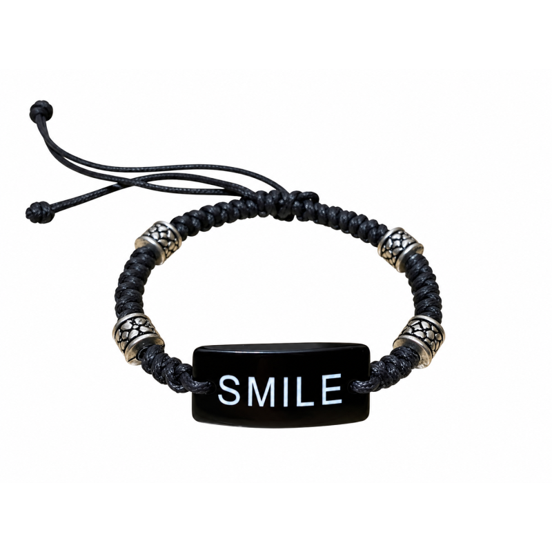 Armbandje verstelbaar "Smile" Zwart