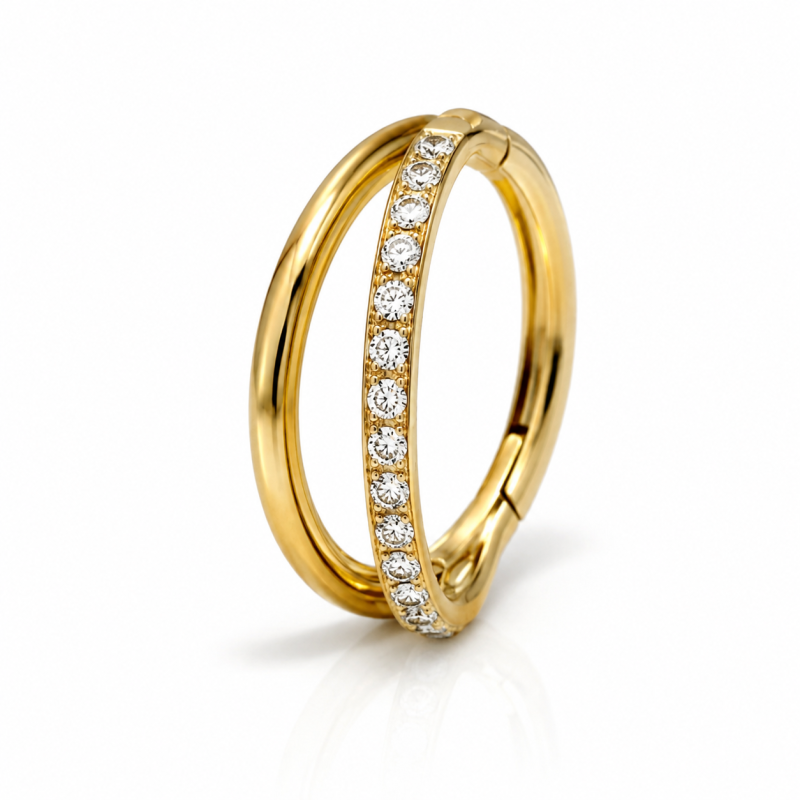 Piercing Ring Goudkleurig met steentjes