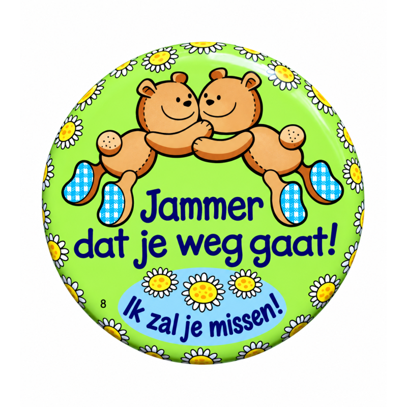Blikje met tekst beertjes, Jammer dat je weg gaat