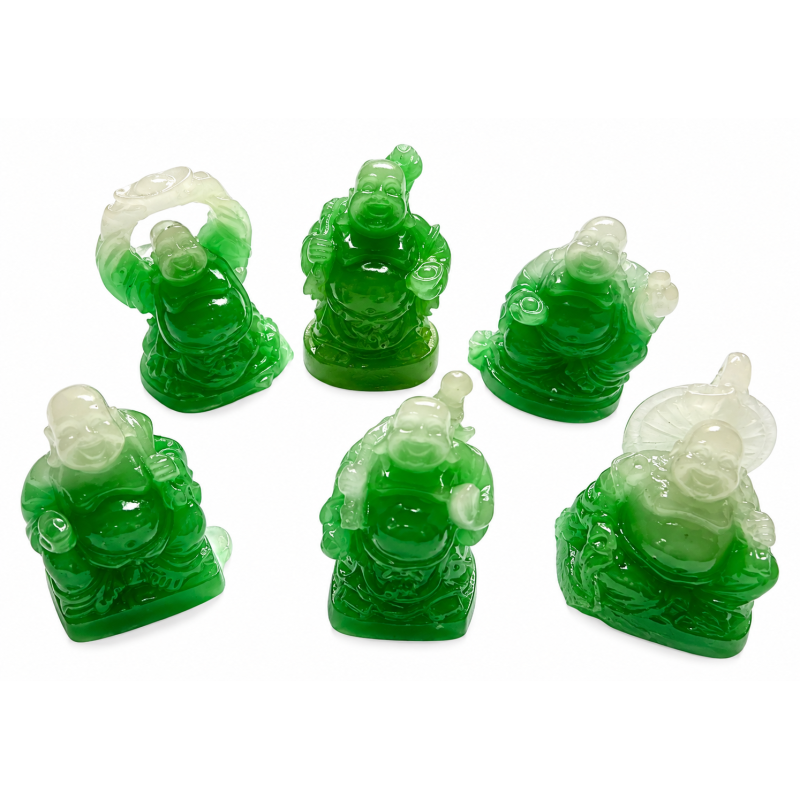 Kleine Boeddha beeldjes Jade 6 stuks