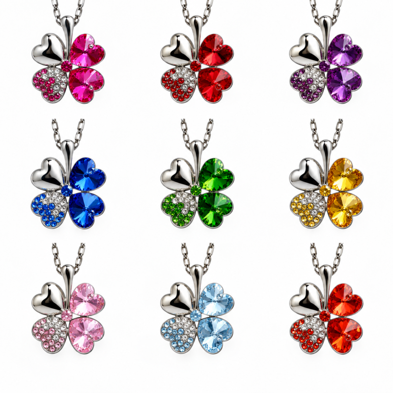 Ketting Klavertje vier in 9 kleuren