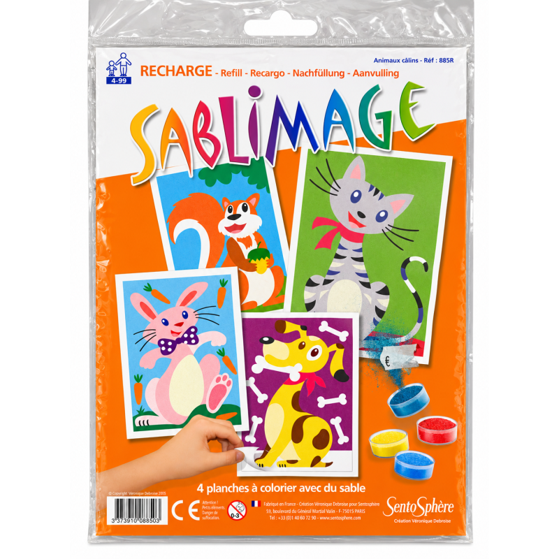 Sablimage Zandkleurplaten Navulset Knuffeldieren 4 stuks