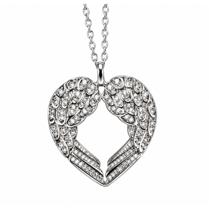 Ketting Angel wings hart, Sterling zilver
