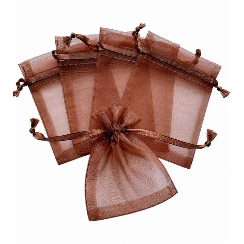 Organza zakje 7x9cm Bruin