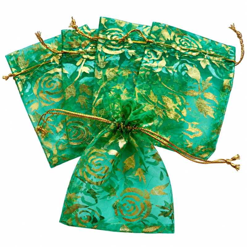 Organza zakje 7x9cm Rozen Groen