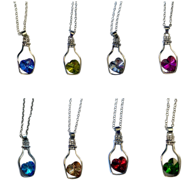 Ketting wish bottle Swarovski in diverse kleuren 