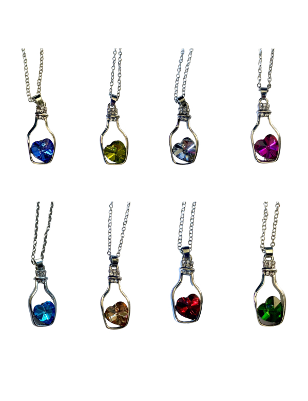 Ketting wish bottle Swarovski in diverse kleuren 