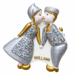 Koelkastmagneet Holland Kussend paar Goud/Wit