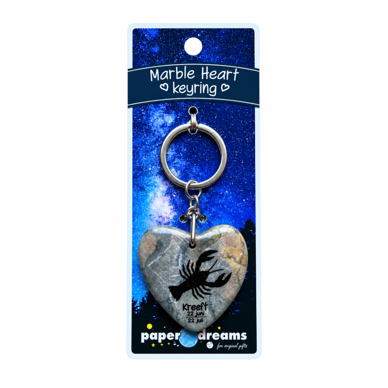 Sleutelhanger Marble heart Blauw/Bruin Sterrenbeeld Kreeft