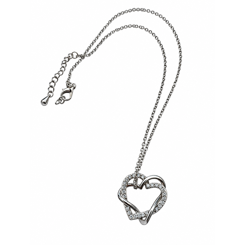 Ketting Hart met steentjes Zilverkleurig in 3 kleuren 