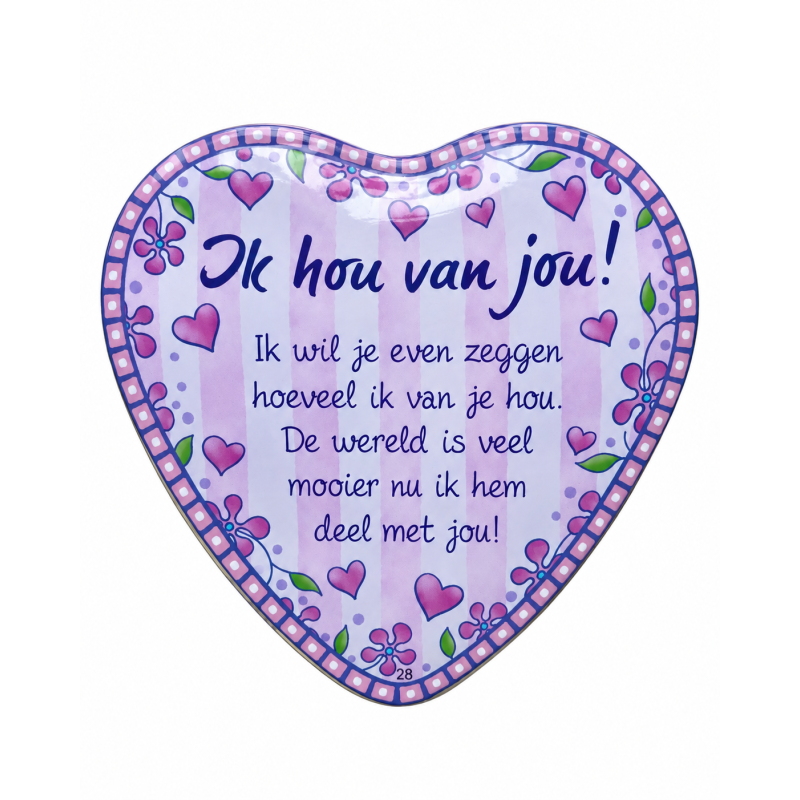 Blikje met Tekst Hart Ik hou van jou