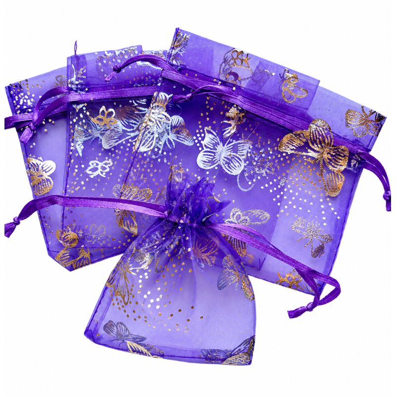 Organza zakje 7x9cm Vlinder Lila