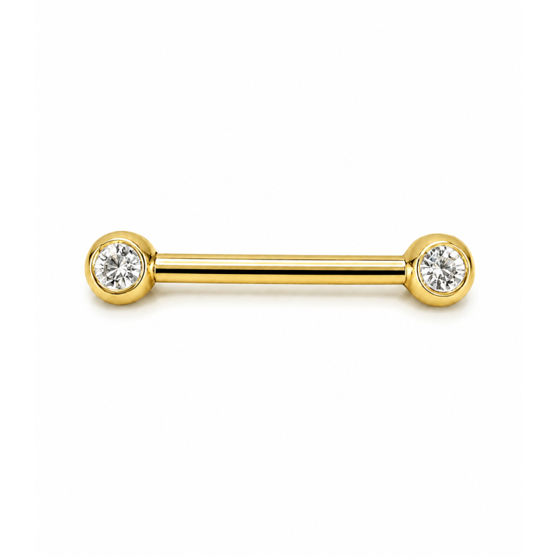 Tepelpiercing Rond Steen Transparant Goudkleurig 1.6x4