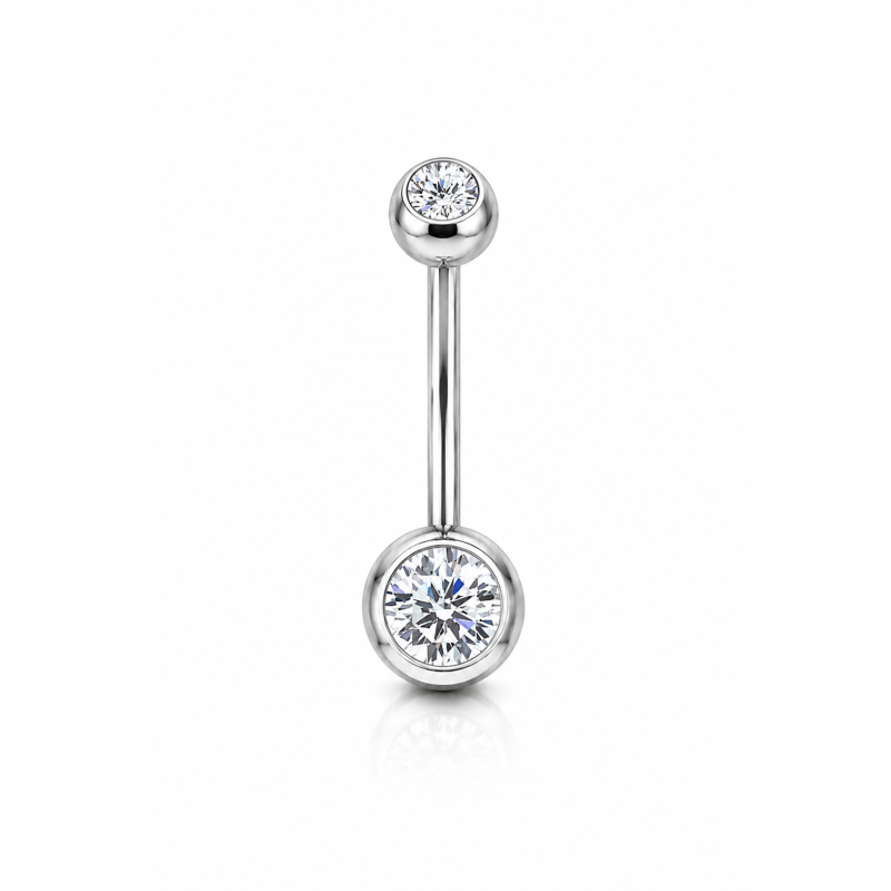 Navelpiercing Steen Transparant Zilverkleurig 1.6x5