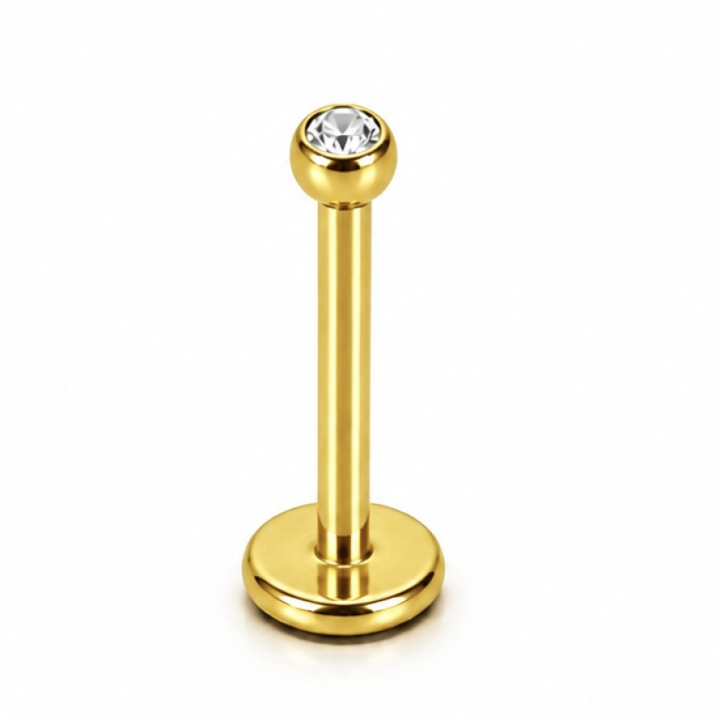 Labret Piercing Crystal Ball Mini Goudkleurig