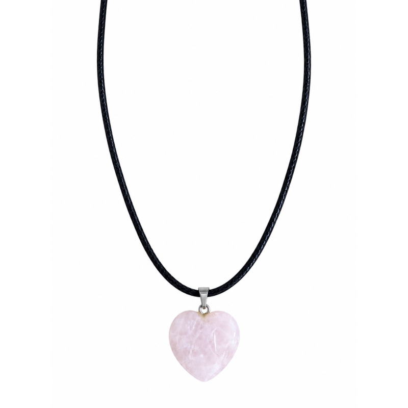 Ketting met Hart hanger van Rozenkwarts edelsteen Klein