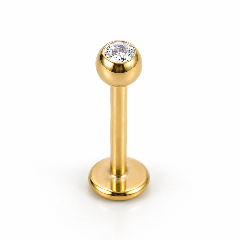 Labret Piercing Crystal Ball Goudkleurig