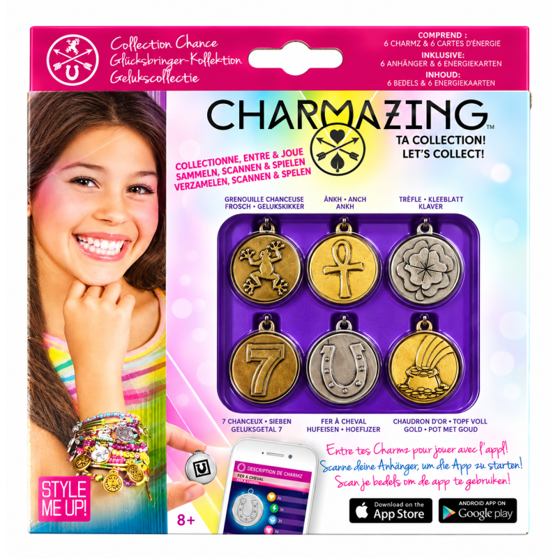 Charmazing Geluks collectie 6 bedeltjes en energiekaarten