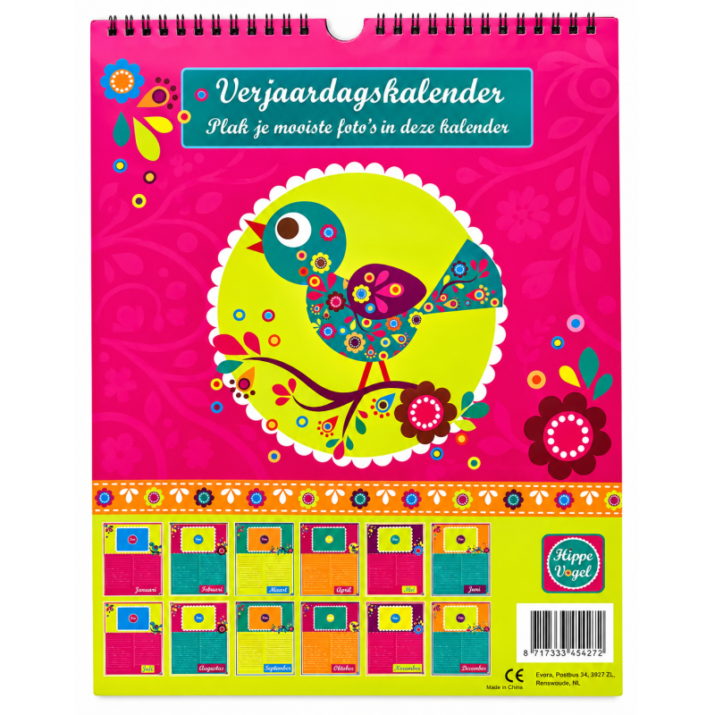Hippe vogel Verjaardagskalender 